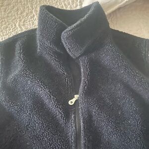 Land’s End black charcoal grey fleece vest size‎ XL